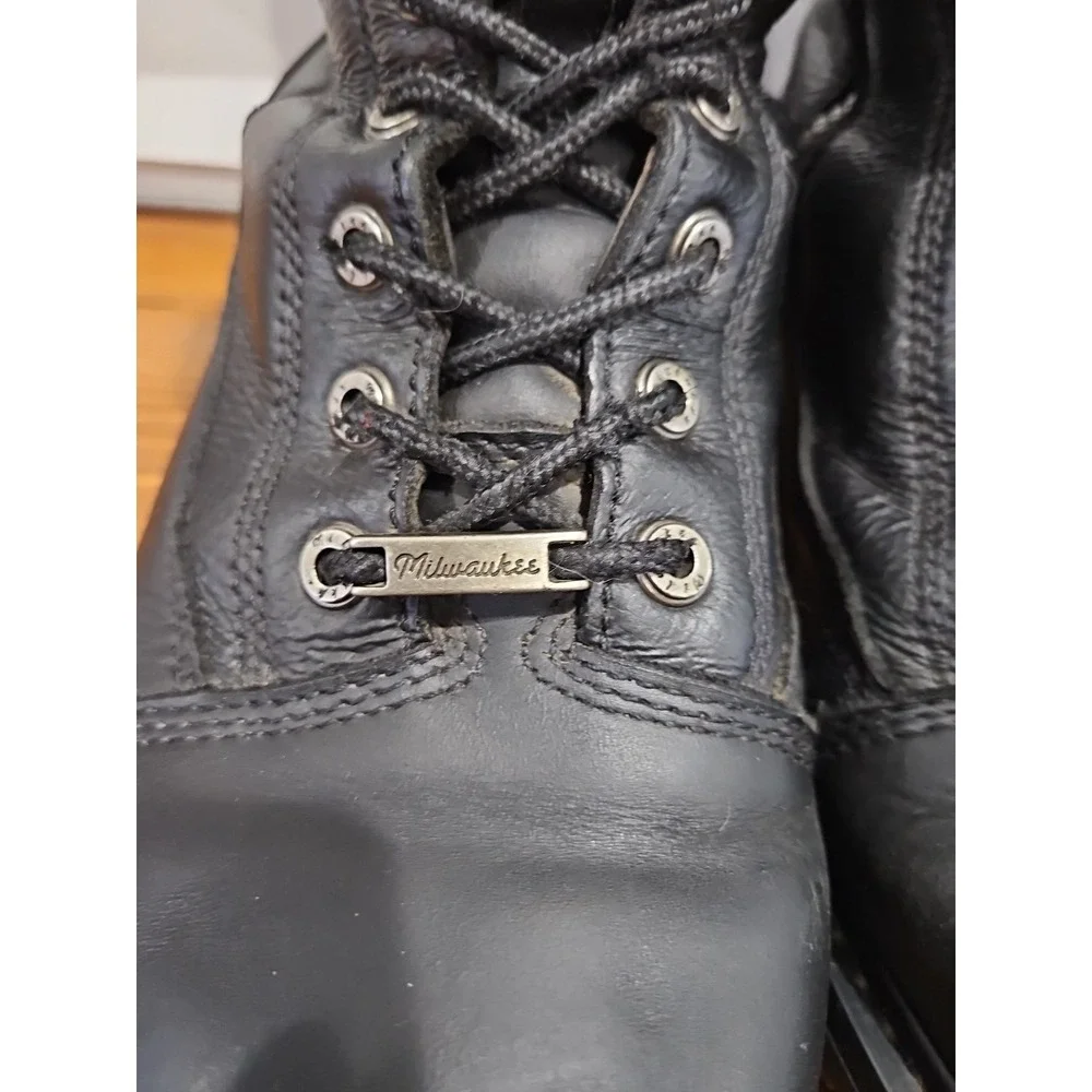 Men's Milwaukee Leather #MB408 Black Lace-Up Boots Motorcycle Work Size 9D‎